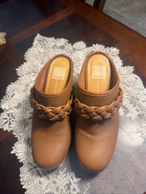 Dolce Vita Tan Braided Leather Slip-On Mules